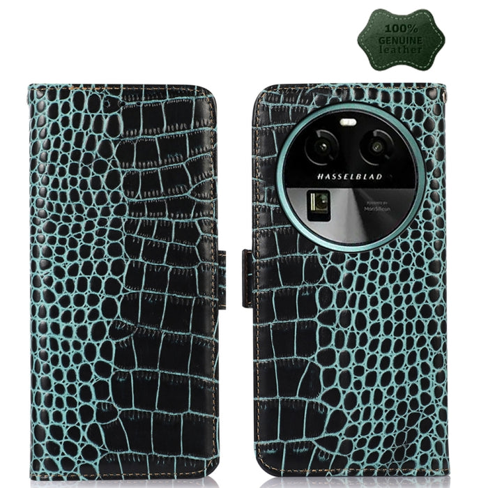 Estuche para teléfono de piel de vaca con capa superior de cocodrilo, For OPPO Find X6, For OPPO Find X6 Pro, For Xiaomi Redmi Note 12 4G Global