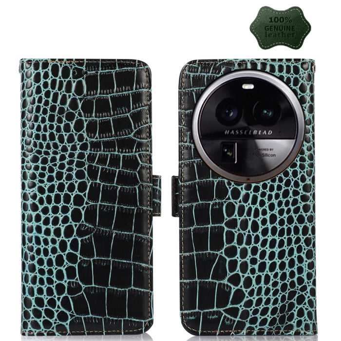 Estuche para teléfono de piel de vaca con capa superior de cocodrilo, For OPPO Find X6, For OPPO Find X6 Pro, For Xiaomi Redmi Note 12 4G Global