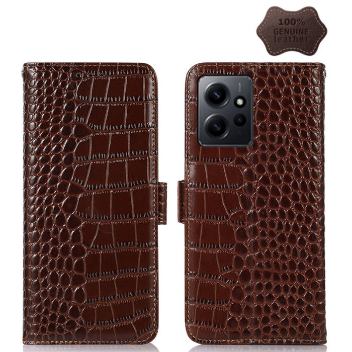 Estuche para teléfono de piel de vaca con capa superior de cocodrilo, For OPPO Find X6, For OPPO Find X6 Pro, For Xiaomi Redmi Note 12 4G Global