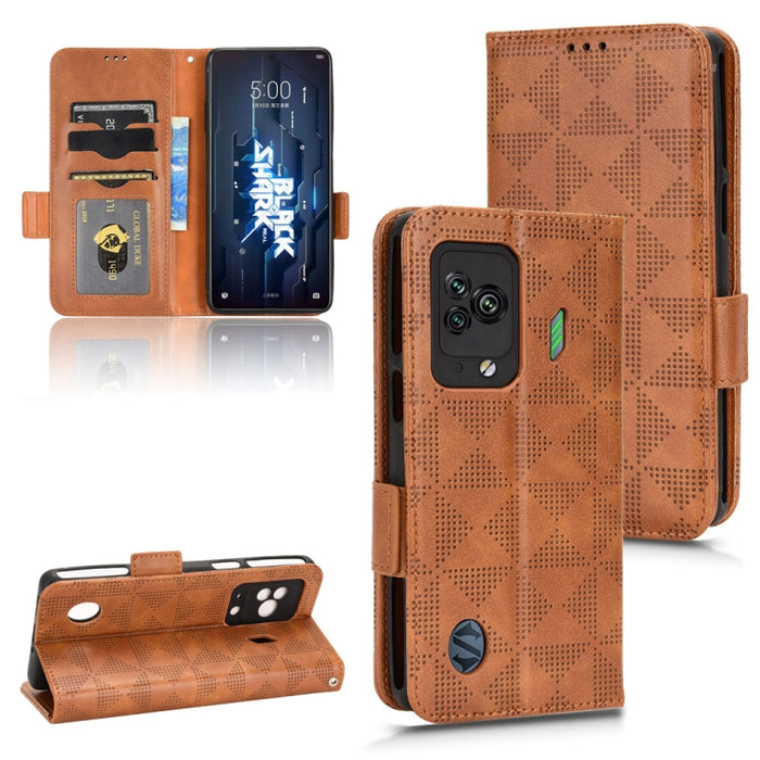 Estuche para teléfono de cuero con triángulo simétrico, For Xiaomi Black Shark 4 / 4 Pro, For Xiaomi Black Shark 5, For Xiaomi Black Shark 5 Pro, For Xiaomi Black Shark 5 RS, For Xiaomi 12 / 12S, For Xiaomi 11T / 11T Pro, For Xiaomi 12 Lite            ...