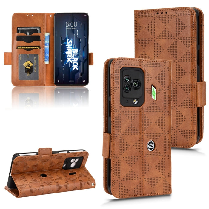 Estuche para teléfono de cuero con triángulo simétrico, For Xiaomi Black Shark 4 / 4 Pro, For Xiaomi Black Shark 5, For Xiaomi Black Shark 5 Pro, For Xiaomi Black Shark 5 RS, For Xiaomi 12 / 12S, For Xiaomi 11T / 11T Pro, For Xiaomi 12 Lite            ...