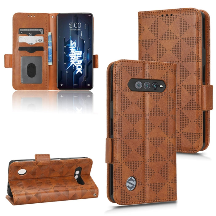 Estuche para teléfono de cuero con triángulo simétrico, For Xiaomi Black Shark 4 / 4 Pro, For Xiaomi Black Shark 5, For Xiaomi Black Shark 5 Pro, For Xiaomi Black Shark 5 RS, For Xiaomi 12 / 12S, For Xiaomi 11T / 11T Pro, For Xiaomi 12 Lite            ...