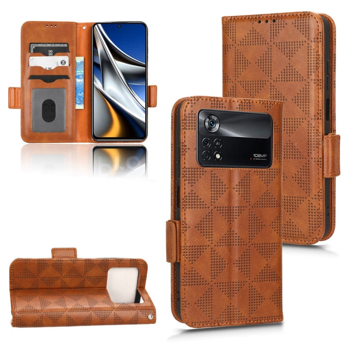 Estuche para teléfono de cuero con triángulo simétrico, For Xiaomi Black Shark 4 / 4 Pro, For Xiaomi Black Shark 5, For Xiaomi Black Shark 5 Pro, For Xiaomi Black Shark 5 RS, For Xiaomi 12 / 12S, For Xiaomi 11T / 11T Pro, For Xiaomi 12 Lite            ...