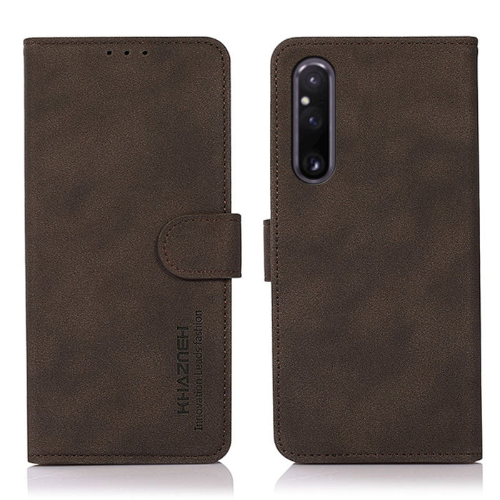 KHAZNEH Estuche para teléfono de cuero con textura mate, For Sony Xperia 1 V, For Sony Xperia 10 V, For Google Pixel 7a, For Xiaomi Redmi Note 12 4G Global