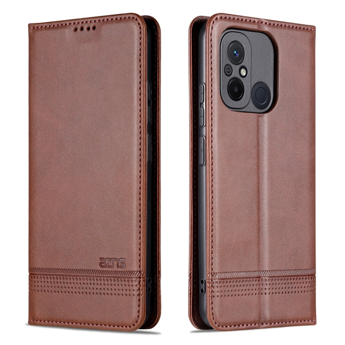 AZNS Funda de cuero con tapa magnética con textura de becerro para teléfono, For Xiaomi Redmi 12C / Redmi 11A / Poco C55