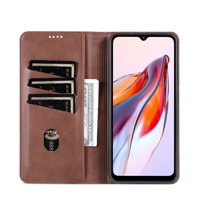 AZNS Funda de cuero con tapa magnética con textura de becerro para teléfono, For Xiaomi Redmi 12C / Redmi 11A / Poco C55