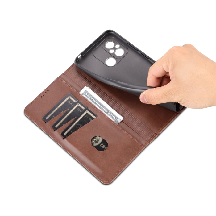 AZNS Funda de cuero con tapa magnética con textura de becerro para teléfono, For Xiaomi Redmi 12C / Redmi 11A / Poco C55