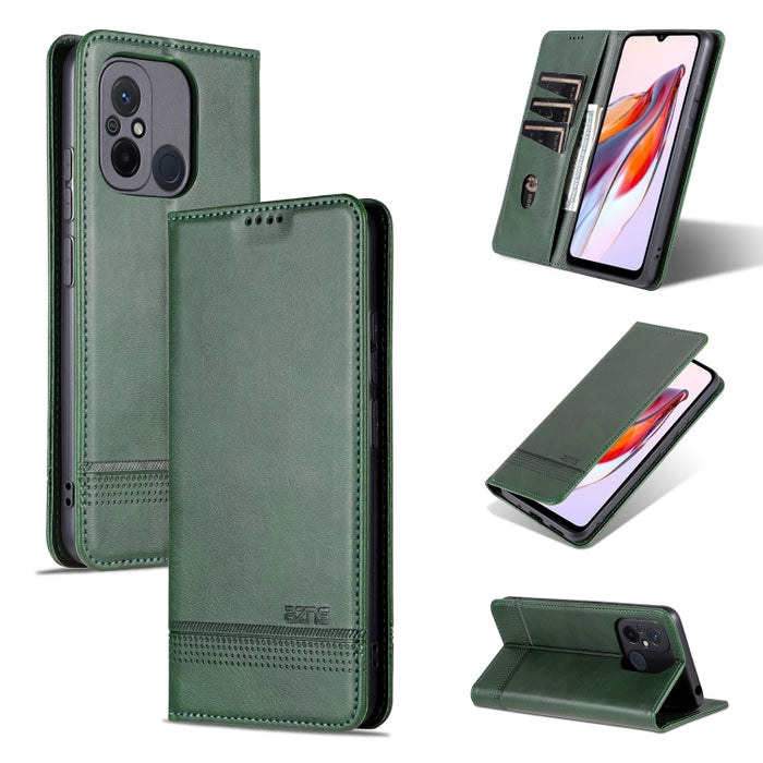 AZNS Funda de cuero con tapa magnética con textura de becerro para teléfono, For Xiaomi Redmi 12C / Redmi 11A / Poco C55