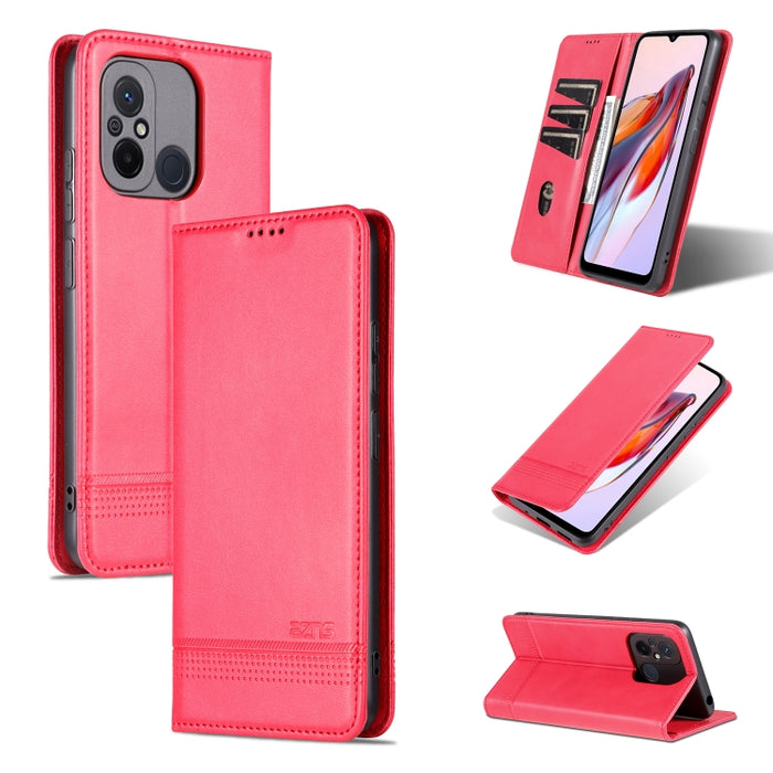 AZNS Funda de cuero con tapa magnética con textura de becerro para teléfono, For Xiaomi Redmi 12C / Redmi 11A / Poco C55