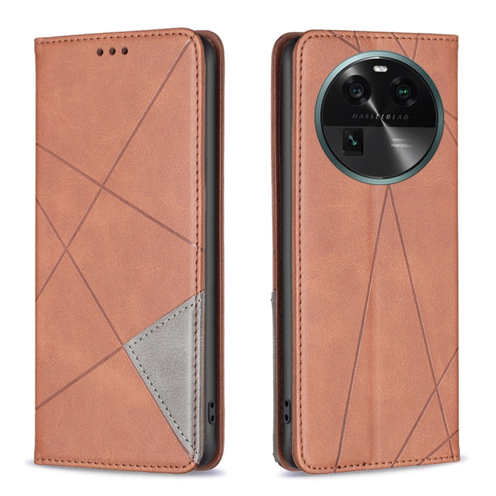 Estuche para teléfono de cuero magnético invisible prismático, For OPPO Find X6 5G, For OPPO Find X6 Pro 5G, For Realme C55, For Xiaomi Redmi Note 12 4G Global, For Samsung Galaxy A24 4G, For Samsung Galaxy M14 5G, For Nokia G22