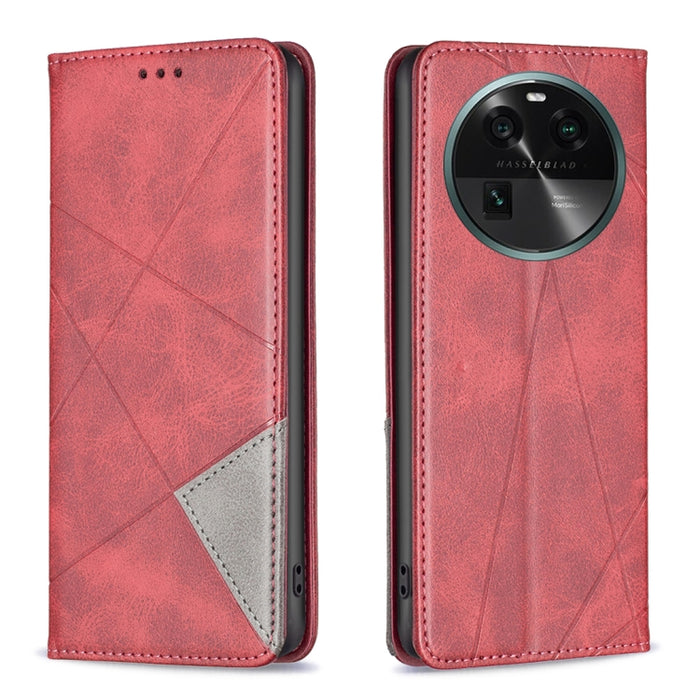Estuche para teléfono de cuero magnético invisible prismático, For OPPO Find X6 5G, For OPPO Find X6 Pro 5G, For Realme C55, For Xiaomi Redmi Note 12 4G Global, For Samsung Galaxy A24 4G, For Samsung Galaxy M14 5G, For Nokia G22