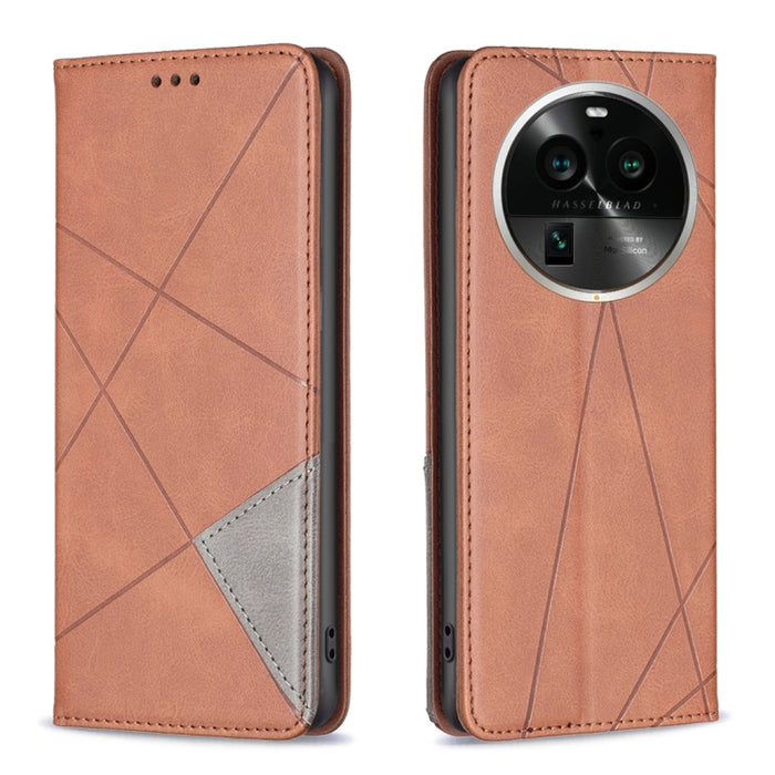 Estuche para teléfono de cuero magnético invisible prismático, For OPPO Find X6 5G, For OPPO Find X6 Pro 5G, For Realme C55, For Xiaomi Redmi Note 12 4G Global, For Samsung Galaxy A24 4G, For Samsung Galaxy M14 5G, For Nokia G22