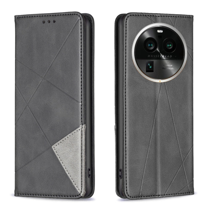 Estuche para teléfono de cuero magnético invisible prismático, For OPPO Find X6 5G, For OPPO Find X6 Pro 5G, For Realme C55, For Xiaomi Redmi Note 12 4G Global, For Samsung Galaxy A24 4G, For Samsung Galaxy M14 5G, For Nokia G22