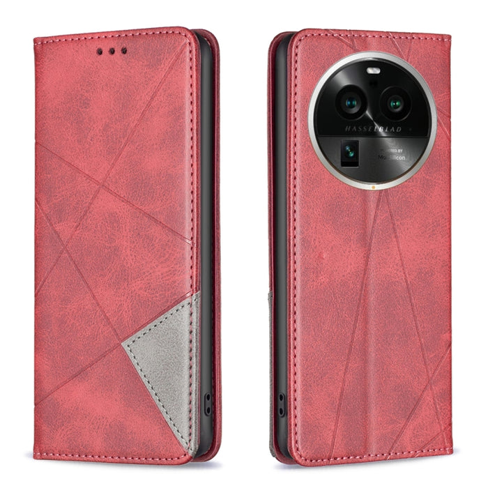 Estuche para teléfono de cuero magnético invisible prismático, For OPPO Find X6 5G, For OPPO Find X6 Pro 5G, For Realme C55, For Xiaomi Redmi Note 12 4G Global, For Samsung Galaxy A24 4G, For Samsung Galaxy M14 5G, For Nokia G22