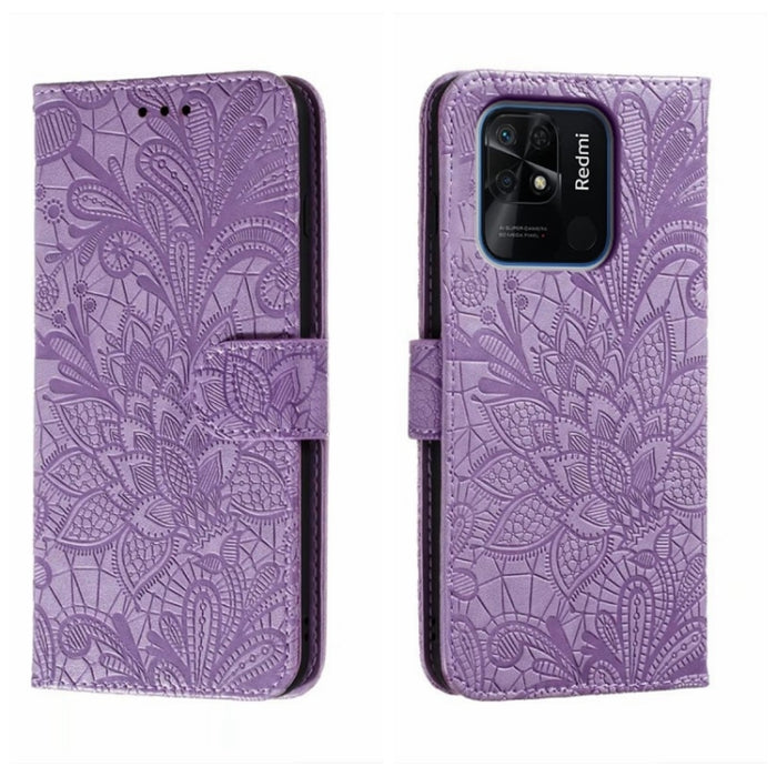 Funda de cuero para teléfono con tapa en relieve de flores de encaje, For Xiaomi Redmi 10C, For Xiaomi Redmi 12C, For Xiaomi Redmi A1, For Xiaomi Redmi K50 Ultra, For Xiaomi Redmi K60, For Xiaomi Redmi Note 12 5G Global, For Xiaomi Redmi Note 12 Pro   ...