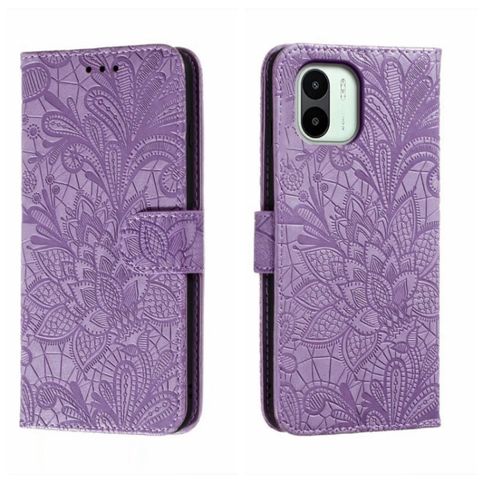 Funda de cuero para teléfono con tapa en relieve de flores de encaje, For Xiaomi Redmi 10C, For Xiaomi Redmi 12C, For Xiaomi Redmi A1, For Xiaomi Redmi K50 Ultra, For Xiaomi Redmi K60, For Xiaomi Redmi Note 12 5G Global, For Xiaomi Redmi Note 12 Pro   ...