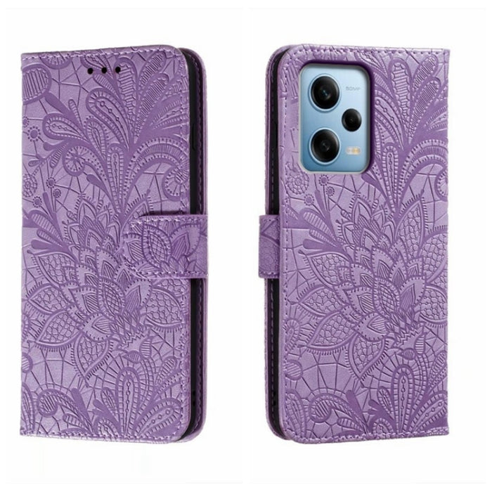Funda de cuero para teléfono con tapa en relieve de flores de encaje, For Xiaomi Redmi 10C, For Xiaomi Redmi 12C, For Xiaomi Redmi A1, For Xiaomi Redmi K50 Ultra, For Xiaomi Redmi K60, For Xiaomi Redmi Note 12 5G Global, For Xiaomi Redmi Note 12 Pro   ...