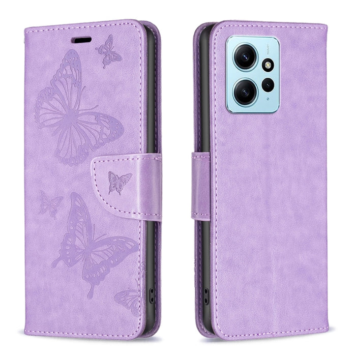 Estuche para teléfono de cuero con dos mariposas en relieve, For Xiaomi Redmi Note 12 4G Global, For Nokia G22, For Samsung Galaxy A24 4G, For Samsung Galaxy M14 5G