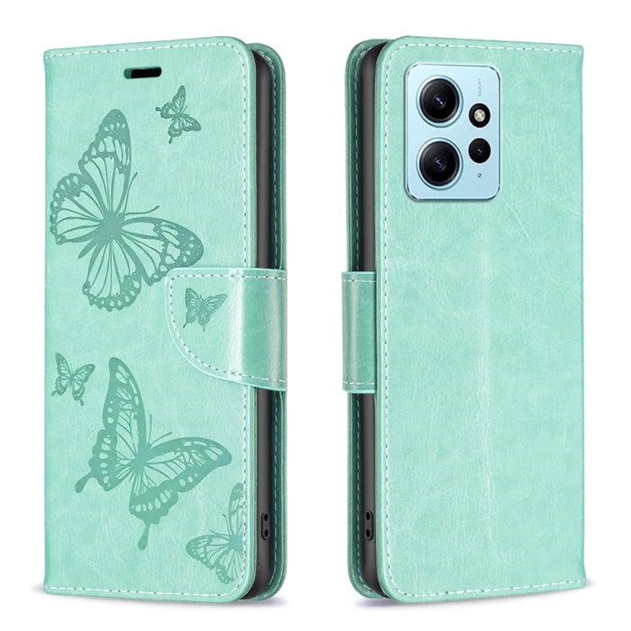 Estuche para teléfono de cuero con dos mariposas en relieve, For Xiaomi Redmi Note 12 4G Global, For Nokia G22, For Samsung Galaxy A24 4G, For Samsung Galaxy M14 5G