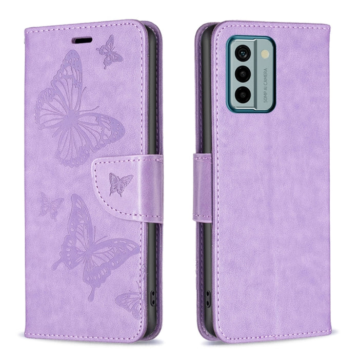 Estuche para teléfono de cuero con dos mariposas en relieve, For Xiaomi Redmi Note 12 4G Global, For Nokia G22, For Samsung Galaxy A24 4G, For Samsung Galaxy M14 5G