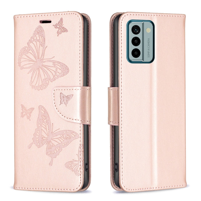Estuche para teléfono de cuero con dos mariposas en relieve, For Xiaomi Redmi Note 12 4G Global, For Nokia G22, For Samsung Galaxy A24 4G, For Samsung Galaxy M14 5G