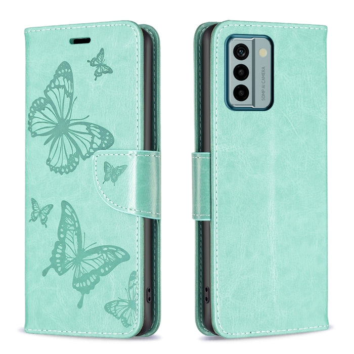 Estuche para teléfono de cuero con dos mariposas en relieve, For Xiaomi Redmi Note 12 4G Global, For Nokia G22, For Samsung Galaxy A24 4G, For Samsung Galaxy M14 5G
