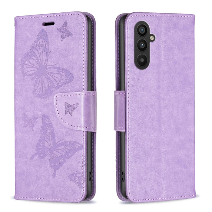 Estuche para teléfono de cuero con dos mariposas en relieve, For Xiaomi Redmi Note 12 4G Global, For Nokia G22, For Samsung Galaxy A24 4G, For Samsung Galaxy M14 5G