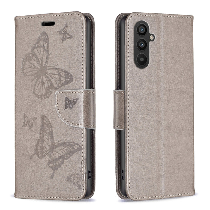 Estuche para teléfono de cuero con dos mariposas en relieve, For Xiaomi Redmi Note 12 4G Global, For Nokia G22, For Samsung Galaxy A24 4G, For Samsung Galaxy M14 5G