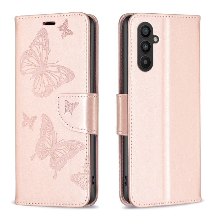 Estuche para teléfono de cuero con dos mariposas en relieve, For Xiaomi Redmi Note 12 4G Global, For Nokia G22, For Samsung Galaxy A24 4G, For Samsung Galaxy M14 5G
