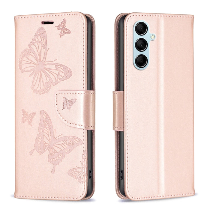 Estuche para teléfono de cuero con dos mariposas en relieve, For Xiaomi Redmi Note 12 4G Global, For Nokia G22, For Samsung Galaxy A24 4G, For Samsung Galaxy M14 5G