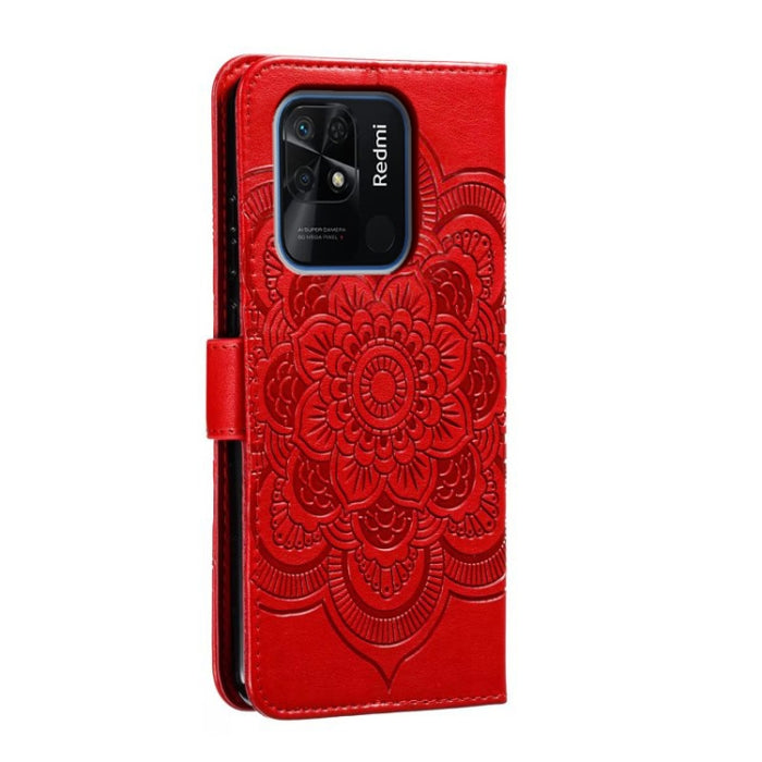 Estuche de cuero para teléfono con patrón de estampado Sun Mandala, For Xiaomi Redmi 10C, For Xiaomi Redmi 12C, For Xiaomi Redmi A1, For Xiaomi Redmi K50 Ultra, For Xiaomi Redmi K60, For Xiaomi Redmi Note 12 5G Global                                   ...