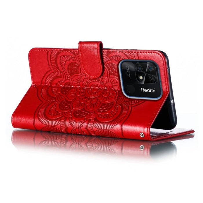 Estuche de cuero para teléfono con patrón de estampado Sun Mandala, For Xiaomi Redmi 10C, For Xiaomi Redmi 12C, For Xiaomi Redmi A1, For Xiaomi Redmi K50 Ultra, For Xiaomi Redmi K60, For Xiaomi Redmi Note 12 5G Global                                   ...