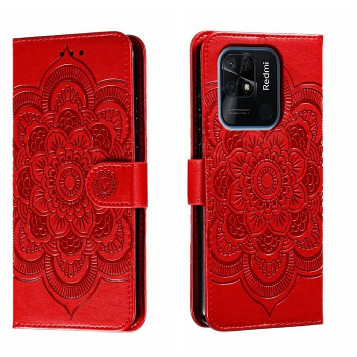Estuche de cuero para teléfono con patrón de estampado Sun Mandala, For Xiaomi Redmi 10C, For Xiaomi Redmi 12C, For Xiaomi Redmi A1, For Xiaomi Redmi K50 Ultra, For Xiaomi Redmi K60, For Xiaomi Redmi Note 12 5G Global                                   ...