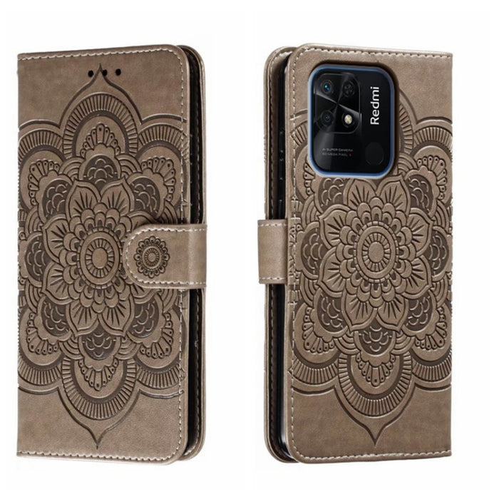 Estuche de cuero para teléfono con patrón de estampado Sun Mandala, For Xiaomi Redmi 10C, For Xiaomi Redmi 12C, For Xiaomi Redmi A1, For Xiaomi Redmi K50 Ultra, For Xiaomi Redmi K60, For Xiaomi Redmi Note 12 5G Global                                   ...