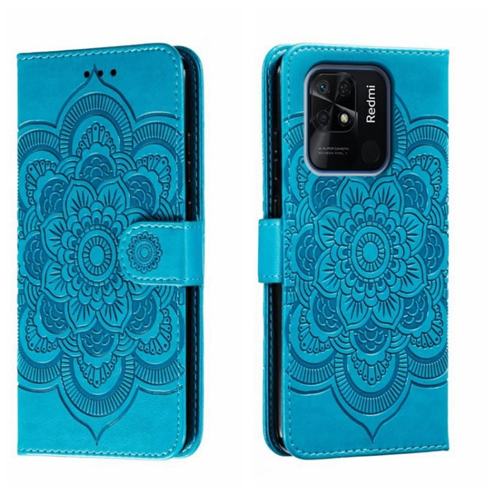 Estuche de cuero para teléfono con patrón de estampado Sun Mandala, For Xiaomi Redmi 10C, For Xiaomi Redmi 12C, For Xiaomi Redmi A1, For Xiaomi Redmi K50 Ultra, For Xiaomi Redmi K60, For Xiaomi Redmi Note 12 5G Global                                   ...