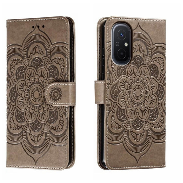 Estuche de cuero para teléfono con patrón de estampado Sun Mandala, For Xiaomi Redmi 10C, For Xiaomi Redmi 12C, For Xiaomi Redmi A1, For Xiaomi Redmi K50 Ultra, For Xiaomi Redmi K60, For Xiaomi Redmi Note 12 5G Global                                   ...