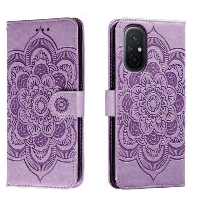 Estuche de cuero para teléfono con patrón de estampado Sun Mandala, For Xiaomi Redmi 10C, For Xiaomi Redmi 12C, For Xiaomi Redmi A1, For Xiaomi Redmi K50 Ultra, For Xiaomi Redmi K60, For Xiaomi Redmi Note 12 5G Global                                   ...
