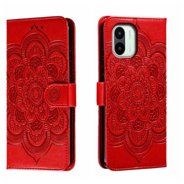 Estuche de cuero para teléfono con patrón de estampado Sun Mandala, For Xiaomi Redmi 10C, For Xiaomi Redmi 12C, For Xiaomi Redmi A1, For Xiaomi Redmi K50 Ultra, For Xiaomi Redmi K60, For Xiaomi Redmi Note 12 5G Global                                   ...