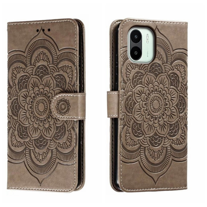 Estuche de cuero para teléfono con patrón de estampado Sun Mandala, For Xiaomi Redmi 10C, For Xiaomi Redmi 12C, For Xiaomi Redmi A1, For Xiaomi Redmi K50 Ultra, For Xiaomi Redmi K60, For Xiaomi Redmi Note 12 5G Global                                   ...