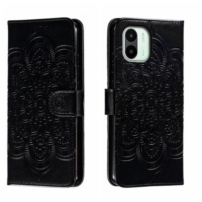 Estuche de cuero para teléfono con patrón de estampado Sun Mandala, For Xiaomi Redmi 10C, For Xiaomi Redmi 12C, For Xiaomi Redmi A1, For Xiaomi Redmi K50 Ultra, For Xiaomi Redmi K60, For Xiaomi Redmi Note 12 5G Global                                   ...