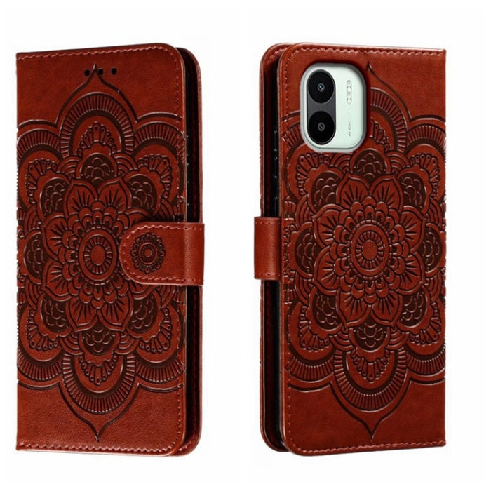 Estuche de cuero para teléfono con patrón de estampado Sun Mandala, For Xiaomi Redmi 10C, For Xiaomi Redmi 12C, For Xiaomi Redmi A1, For Xiaomi Redmi K50 Ultra, For Xiaomi Redmi K60, For Xiaomi Redmi Note 12 5G Global                                   ...