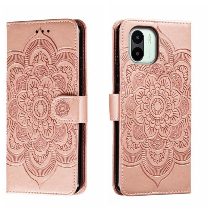 Estuche de cuero para teléfono con patrón de estampado Sun Mandala, For Xiaomi Redmi 10C, For Xiaomi Redmi 12C, For Xiaomi Redmi A1, For Xiaomi Redmi K50 Ultra, For Xiaomi Redmi K60, For Xiaomi Redmi Note 12 5G Global                                   ...