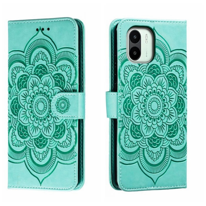Estuche de cuero para teléfono con patrón de estampado Sun Mandala, For Xiaomi Redmi 10C, For Xiaomi Redmi 12C, For Xiaomi Redmi A1, For Xiaomi Redmi K50 Ultra, For Xiaomi Redmi K60, For Xiaomi Redmi Note 12 5G Global                                   ...