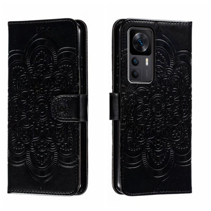 Estuche de cuero para teléfono con patrón de estampado Sun Mandala, For Xiaomi Redmi 10C, For Xiaomi Redmi 12C, For Xiaomi Redmi A1, For Xiaomi Redmi K50 Ultra, For Xiaomi Redmi K60, For Xiaomi Redmi Note 12 5G Global                                   ...
