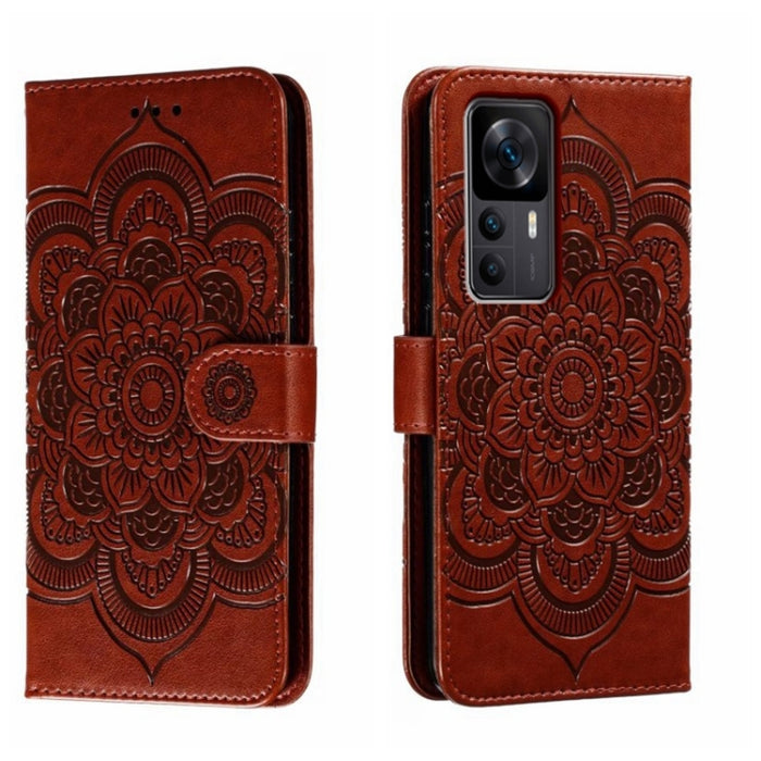 Estuche de cuero para teléfono con patrón de estampado Sun Mandala, For Xiaomi Redmi 10C, For Xiaomi Redmi 12C, For Xiaomi Redmi A1, For Xiaomi Redmi K50 Ultra, For Xiaomi Redmi K60, For Xiaomi Redmi Note 12 5G Global                                   ...