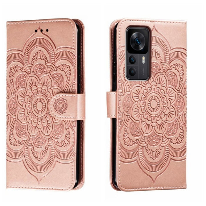 Estuche de cuero para teléfono con patrón de estampado Sun Mandala, For Xiaomi Redmi 10C, For Xiaomi Redmi 12C, For Xiaomi Redmi A1, For Xiaomi Redmi K50 Ultra, For Xiaomi Redmi K60, For Xiaomi Redmi Note 12 5G Global                                   ...