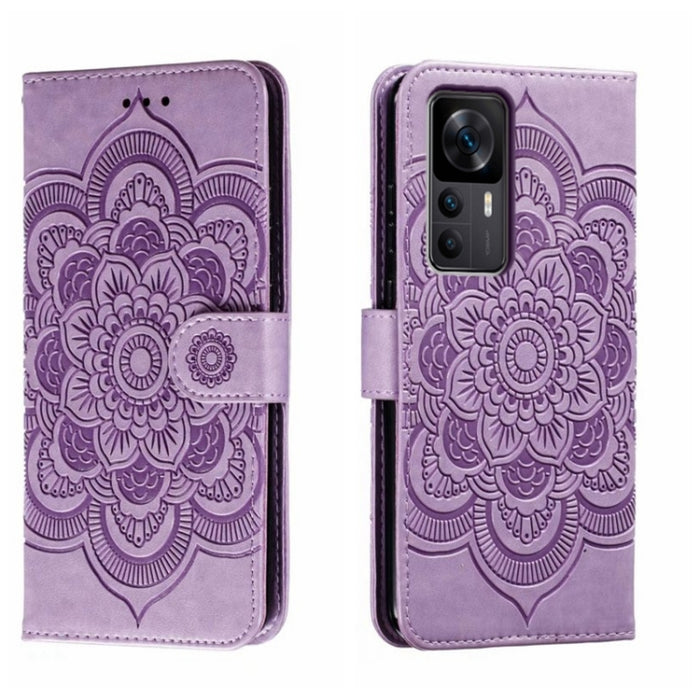 Estuche de cuero para teléfono con patrón de estampado Sun Mandala, For Xiaomi Redmi 10C, For Xiaomi Redmi 12C, For Xiaomi Redmi A1, For Xiaomi Redmi K50 Ultra, For Xiaomi Redmi K60, For Xiaomi Redmi Note 12 5G Global                                   ...