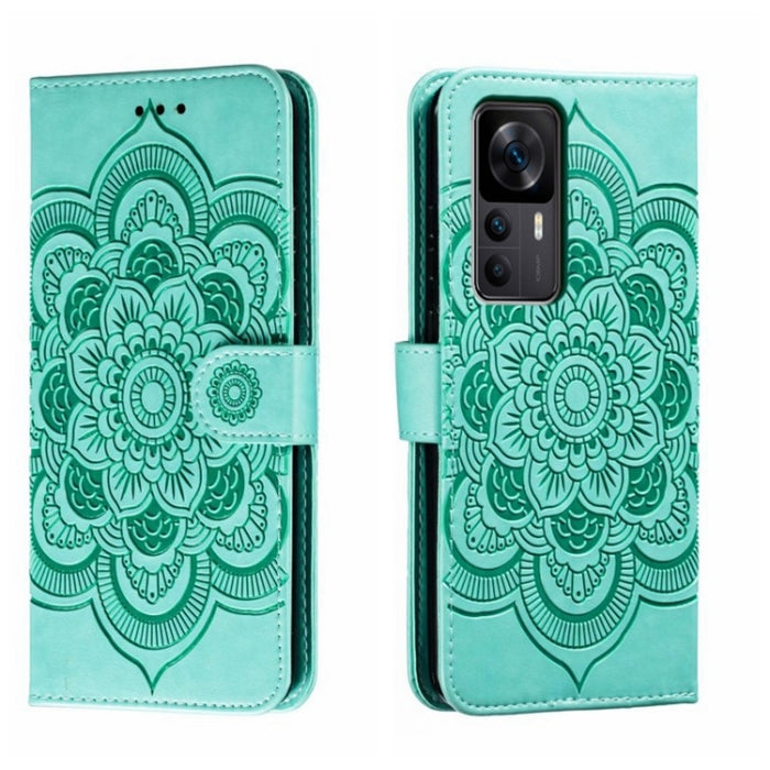 Estuche de cuero para teléfono con patrón de estampado Sun Mandala, For Xiaomi Redmi 10C, For Xiaomi Redmi 12C, For Xiaomi Redmi A1, For Xiaomi Redmi K50 Ultra, For Xiaomi Redmi K60, For Xiaomi Redmi Note 12 5G Global                                   ...