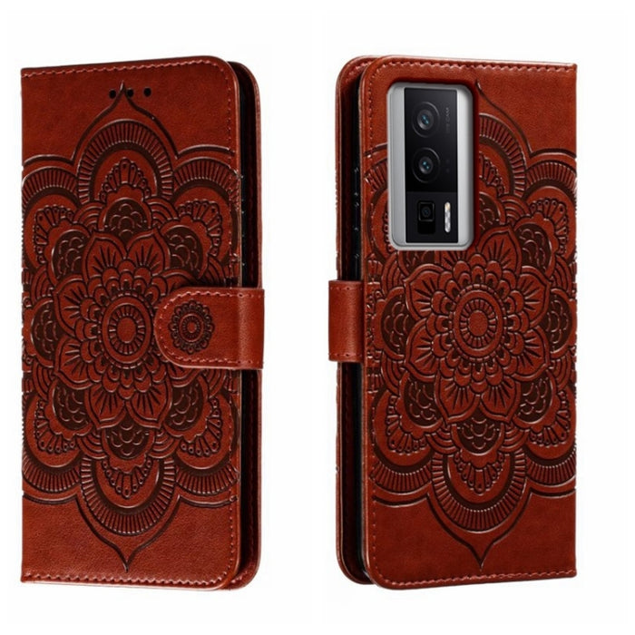 Estuche de cuero para teléfono con patrón de estampado Sun Mandala, For Xiaomi Redmi 10C, For Xiaomi Redmi 12C, For Xiaomi Redmi A1, For Xiaomi Redmi K50 Ultra, For Xiaomi Redmi K60, For Xiaomi Redmi Note 12 5G Global                                   ...