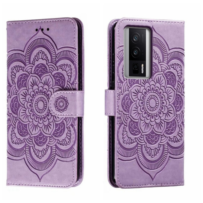 Estuche de cuero para teléfono con patrón de estampado Sun Mandala, For Xiaomi Redmi 10C, For Xiaomi Redmi 12C, For Xiaomi Redmi A1, For Xiaomi Redmi K50 Ultra, For Xiaomi Redmi K60, For Xiaomi Redmi Note 12 5G Global                                   ...